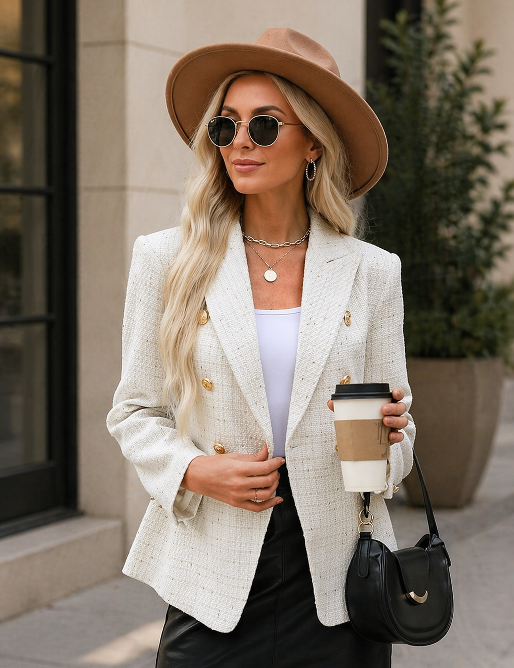 Black Blazer for Women - Elegant Tailored Double-Breasted Blazer with Modern Chic Fit 1