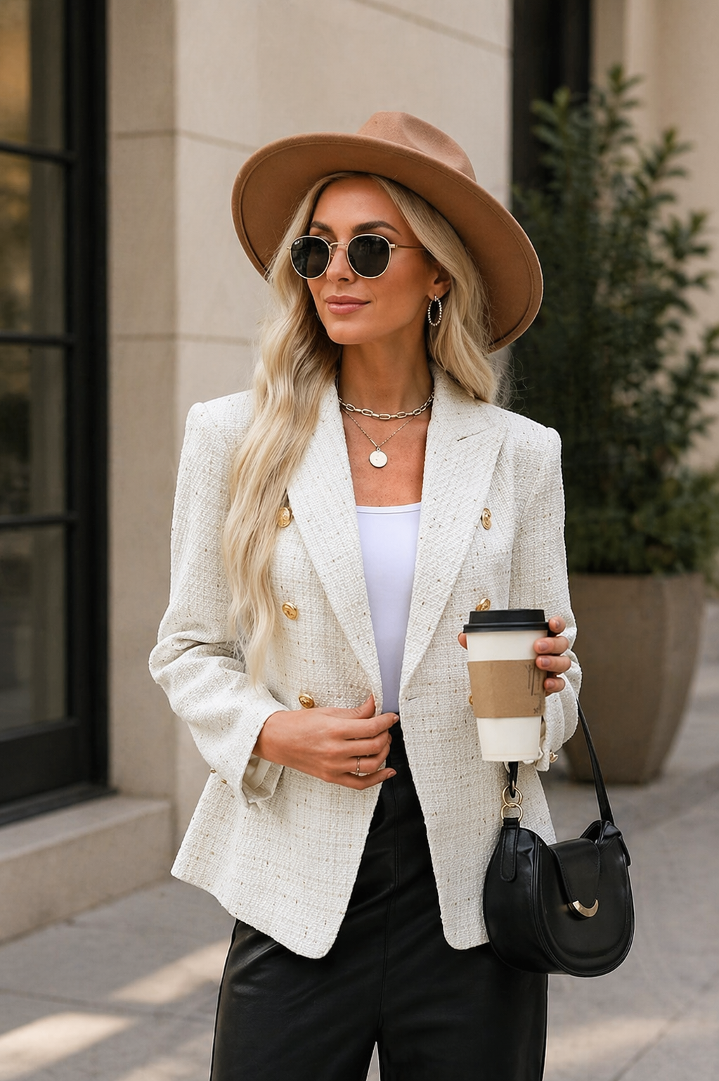 Black Blazer for Women - Elegant Tailored Double-Breasted Blazer with Modern Chic Fit 1
