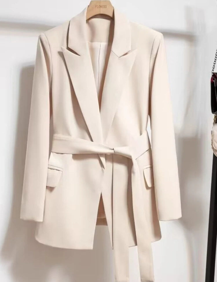 Black Blazer for Women - Stylish Tailored Fit Office Blazer with Belted Waist for Professional and Casual Wear 0