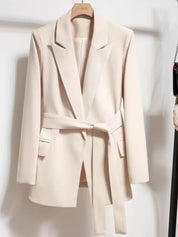 Black Blazer for Women - Stylish Tailored Fit Office Blazer with Belted Waist for Professional and Casual Wear 1