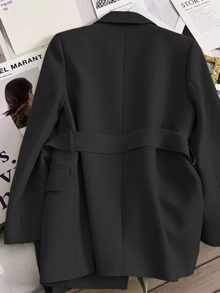Black Blazer for Women - Stylish Tailored Fit Office Blazer with Belted Waist for Professional and Casual Wear 3