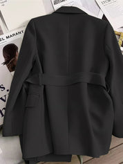 Black Blazer for Women - Stylish Tailored Fit Office Blazer with Belted Waist for Professional and Casual Wear 3
