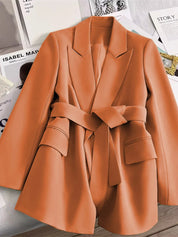Black Blazer for Women - Stylish Tailored Fit Office Blazer with Belted Waist for Professional and Casual Wear 4