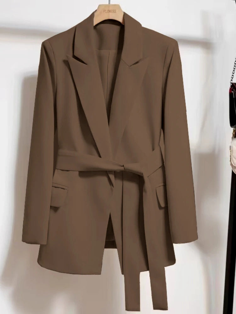 Black Blazer for Women - Stylish Tailored Fit Office Blazer with Belted Waist for Professional and Casual Wear 8