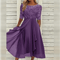 Elegant Evening Dress with Lace Details and 3/4 Sleeves - Formal Wedding Guest Gown 0