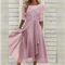 Elegant Evening Dress with Lace Details and 3/4 Sleeves - Formal Wedding Guest Gown 6