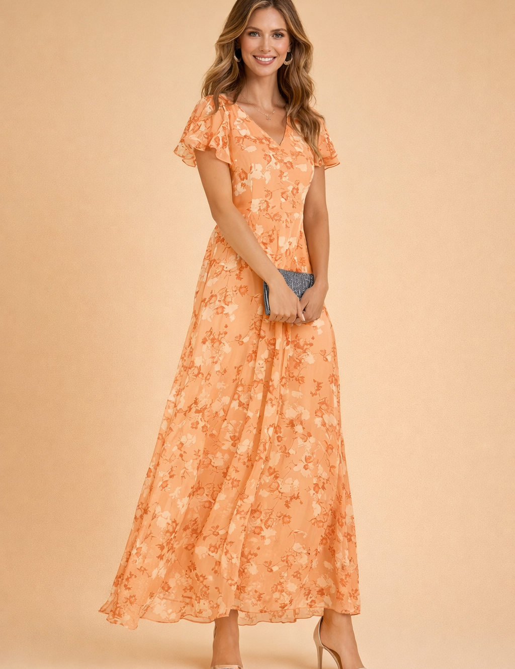 Elegant Floral Midi Dress for Women Slim Fit Summer Dress 0