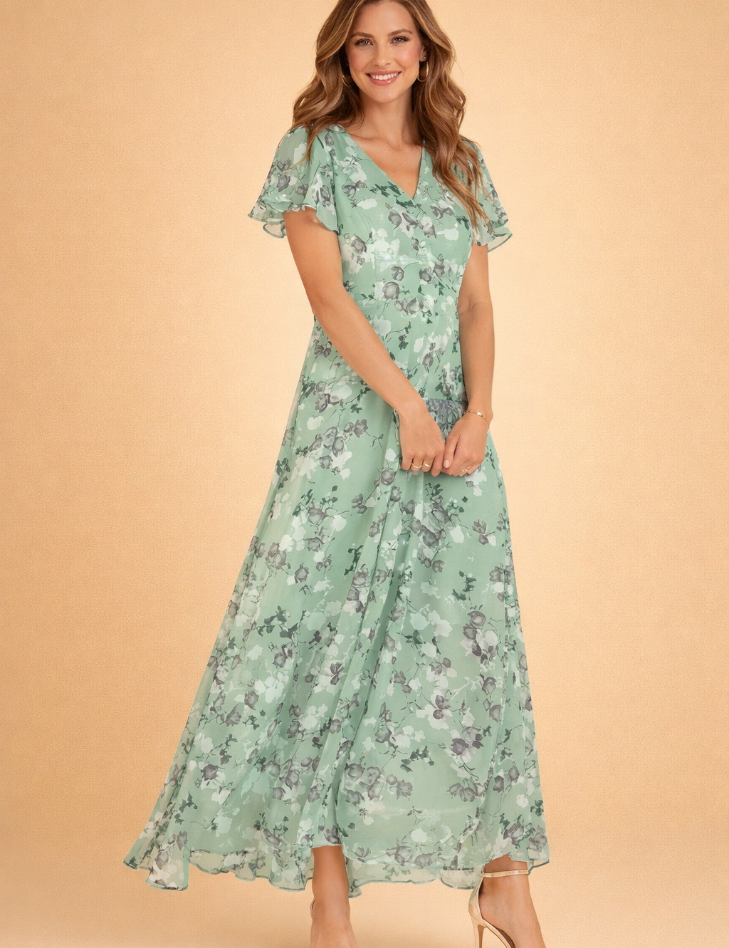 Elegant Floral Midi Dress for Women Slim Fit Summer Dress 3