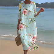 Elegant Floral Print Summer Dress for Women with Flattering Silhouette 0