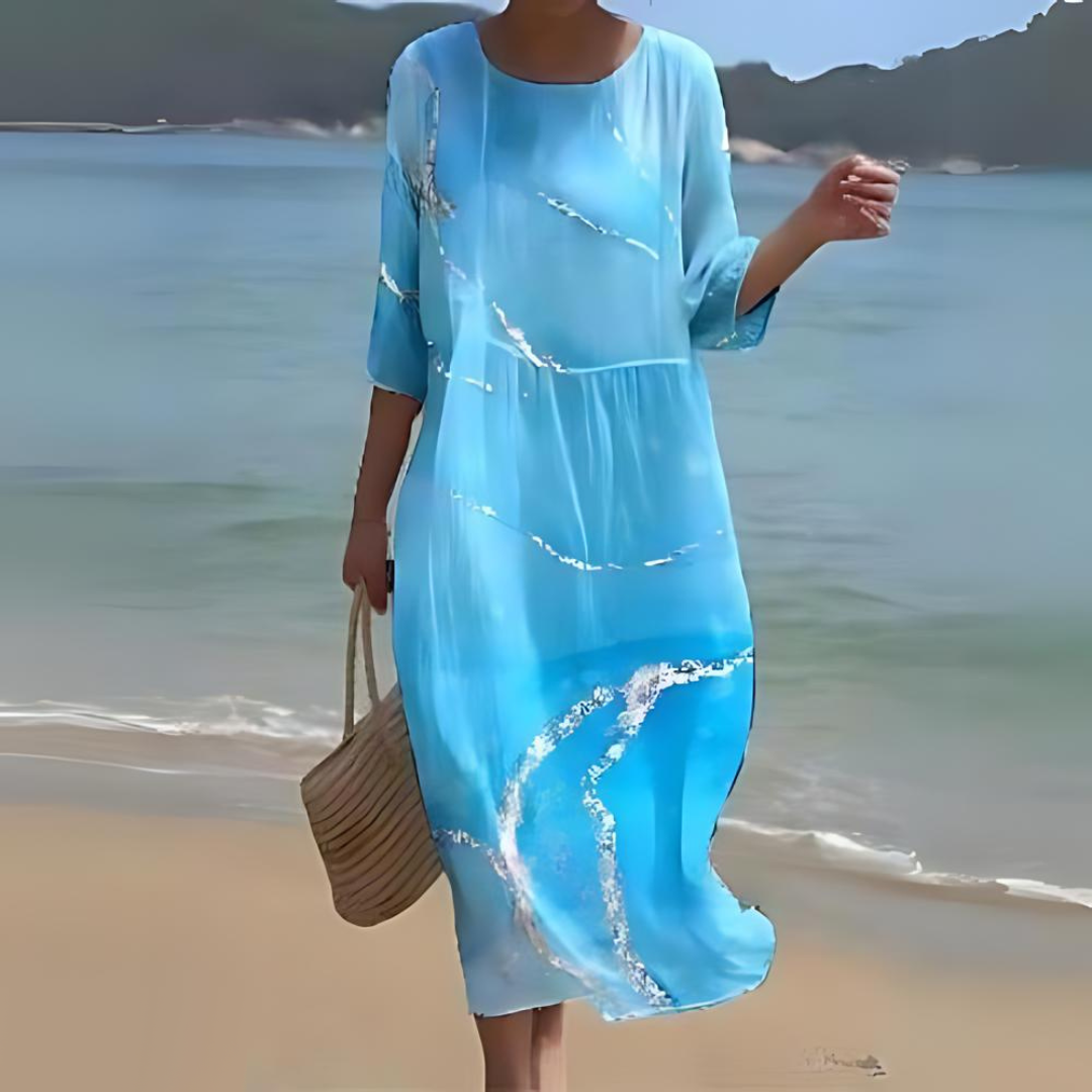 Elegant Floral Print Summer Dress for Women with Flattering Silhouette 1