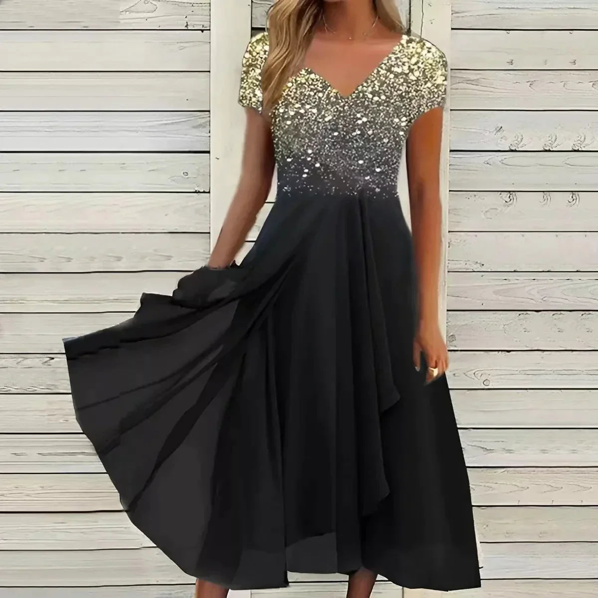 Elegant Midi Cocktail Dress with Floral Top for Women’s Summer Evenings 2