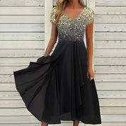 Elegant Midi Cocktail Dress with Floral Top for Women’s Summer Evenings 2