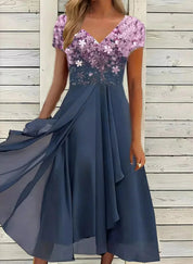 Elegant Midi Cocktail Dress with Floral Top for Women’s Summer Evenings 3