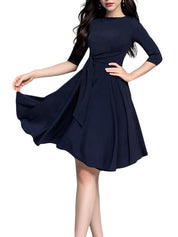 Elegant Midi Dress for Women with Bow Detail Versatile Office and Evening Wear 0