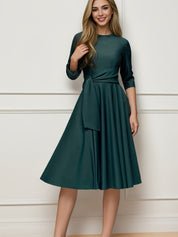Elegant Midi Dress for Women with Bow Detail Versatile Office and Evening Wear 3