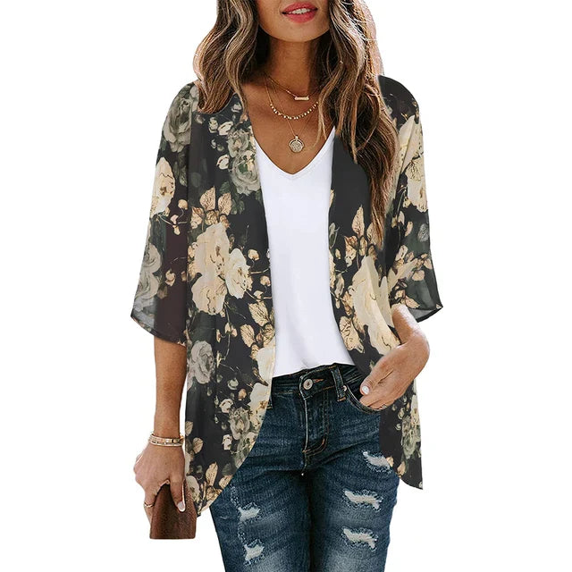 Elegant Printed Kimono Robe for Women - Lightweight Summer Cover-Up, Stylish Design for Casual or Special Occasions 1