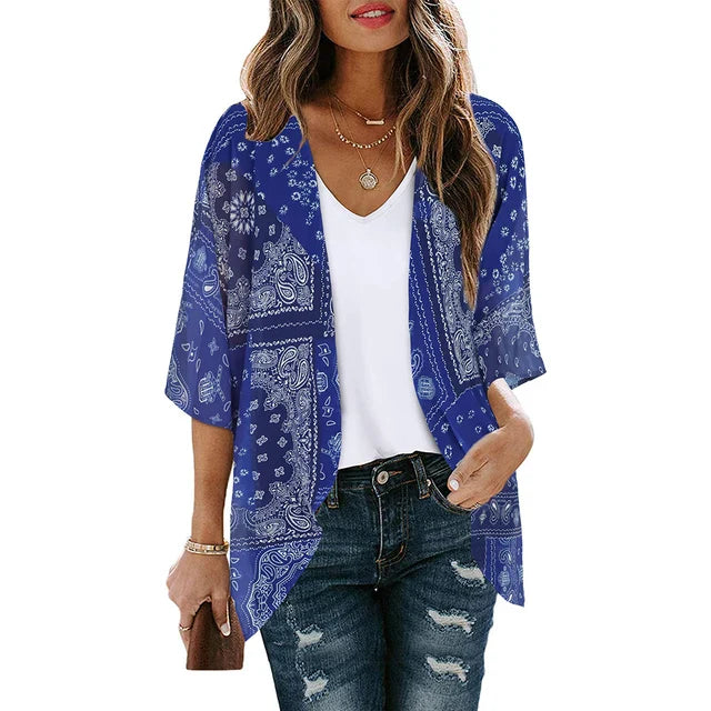 Elegant Printed Kimono Robe for Women - Lightweight Summer Cover-Up, Stylish Design for Casual or Special Occasions 2