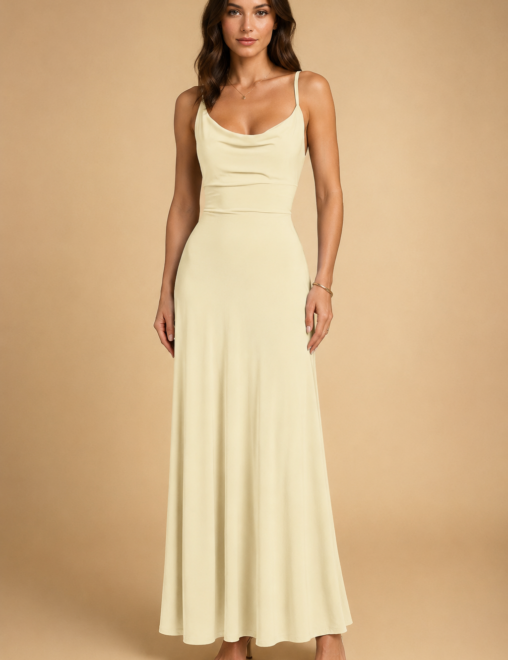 Elegant Sustainable Maxi Dress for Women with V-Neck and High Waist 0
