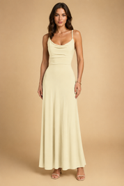 Elegant Sustainable Maxi Dress for Women with V-Neck and High Waist 0