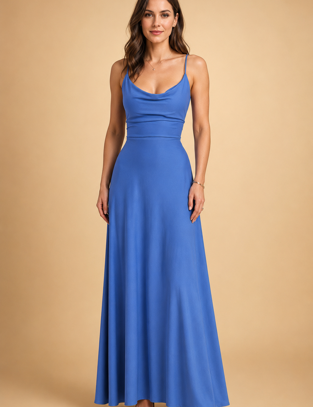 Elegant Sustainable Maxi Dress for Women with V-Neck and High Waist 2