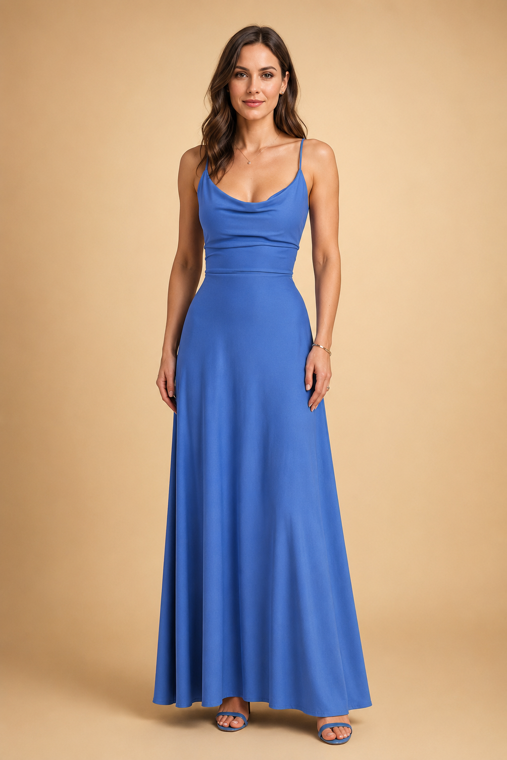 Elegant Sustainable Maxi Dress for Women with V-Neck and High Waist 2