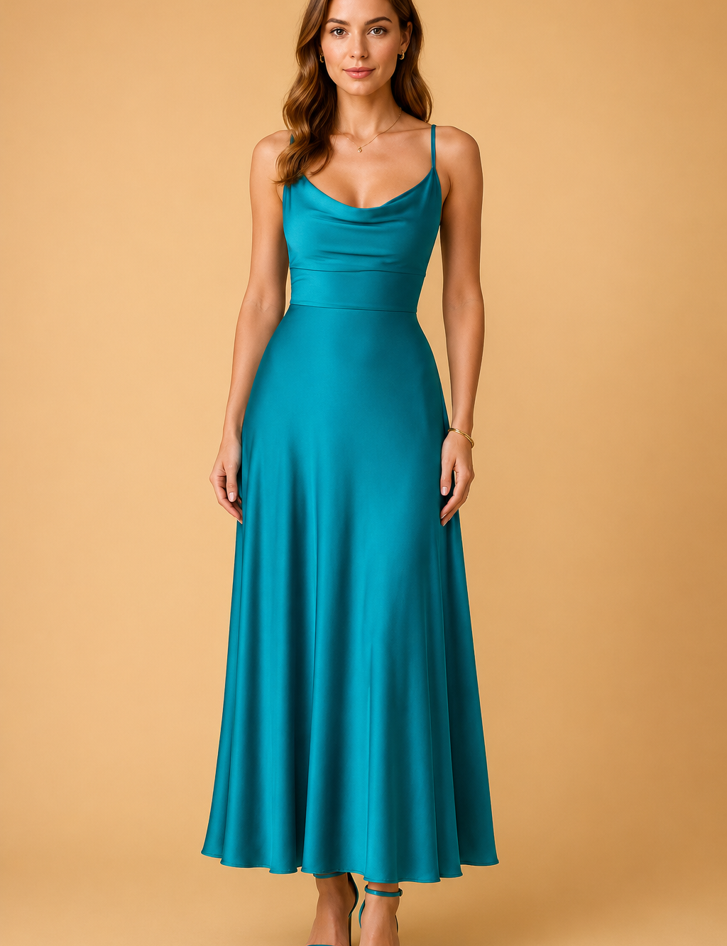 Elegant Sustainable Maxi Dress for Women with V-Neck and High Waist 3