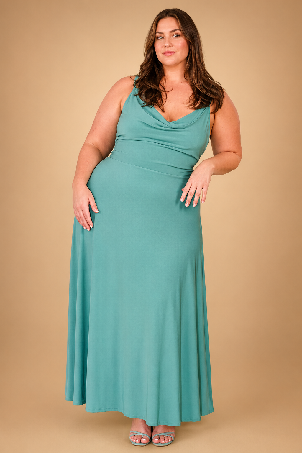 Elegant Sustainable Maxi Dress for Women with V-Neck and High Waist 4