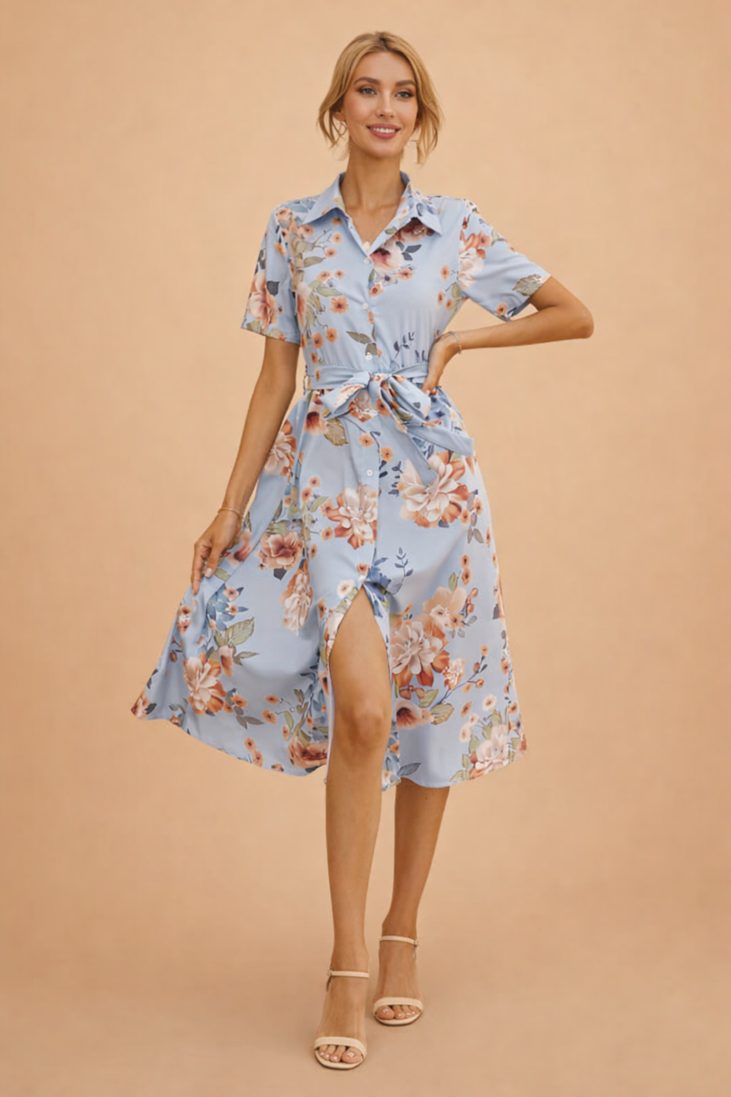 Elegant V-Neck Summer Dress for Women Timeless Casual Style 0