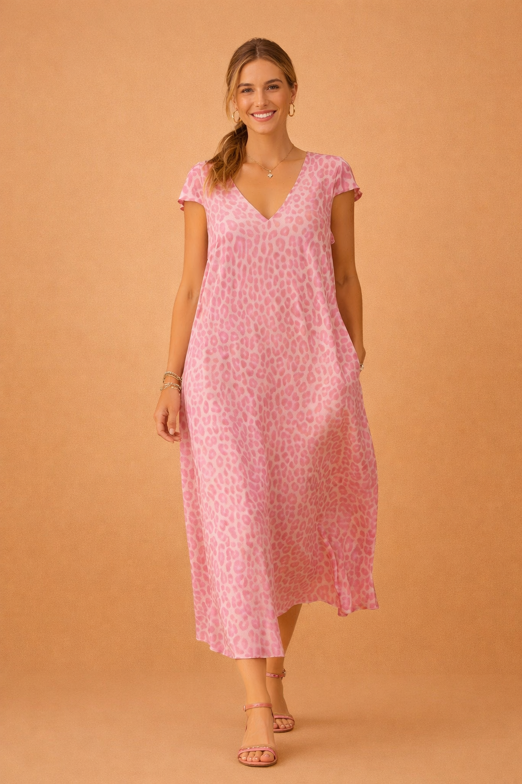 Elegant V-Neck Summer Dress with Short Sleeves for Women Stylish Casual Wear 0