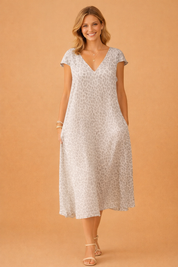 Elegant V-Neck Summer Dress with Short Sleeves for Women Stylish Casual Wear 3