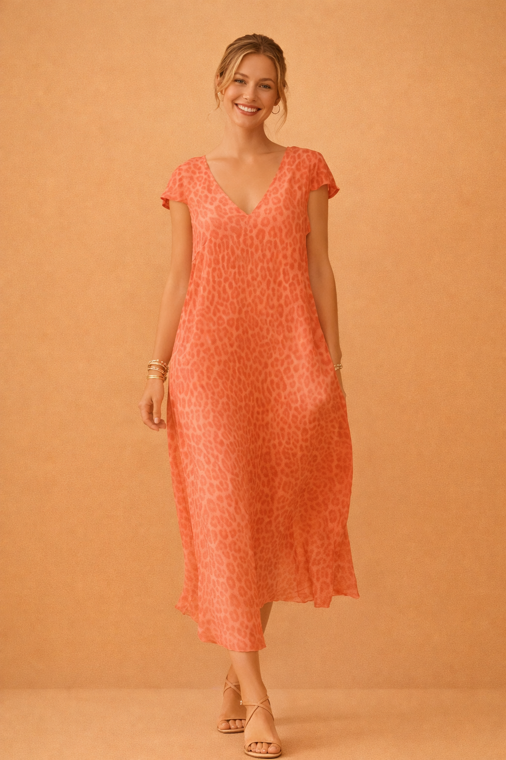 Elegant V-Neck Summer Dress with Short Sleeves for Women Stylish Casual Wear 4