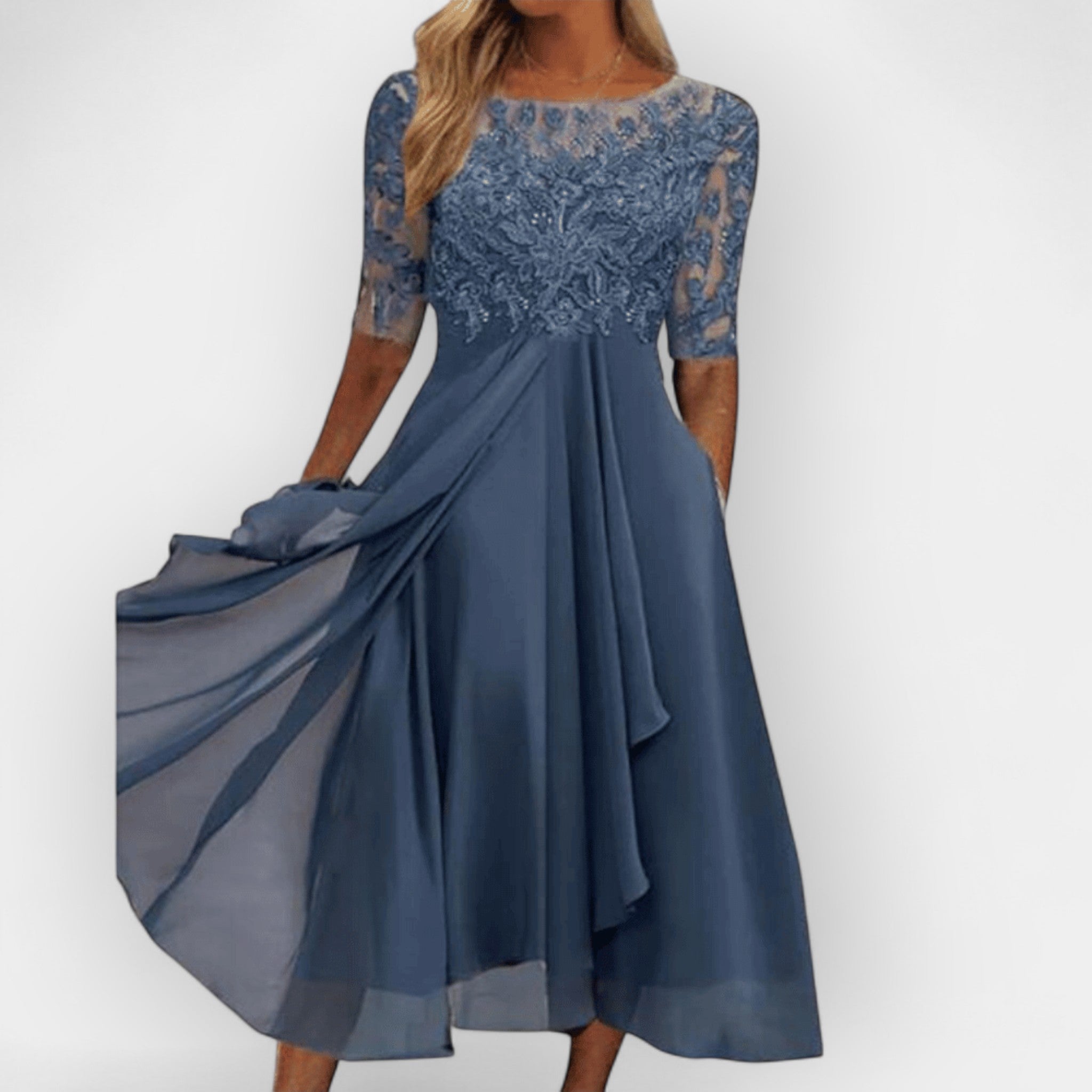 Elegant Women's A-Line Midi Dress for Summer Parties and Wedding Guests 0
