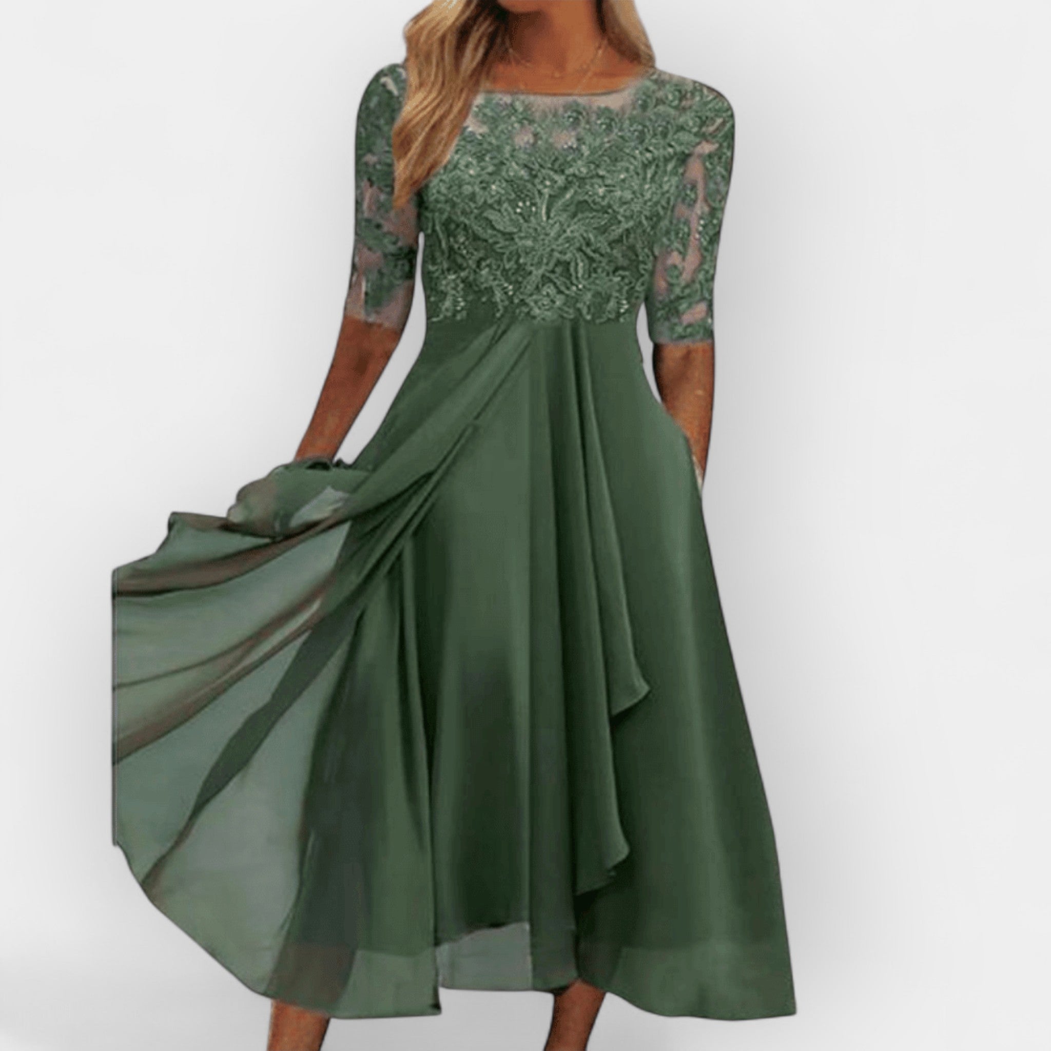 Elegant Women's A-Line Midi Dress for Summer Parties and Wedding Guests 1