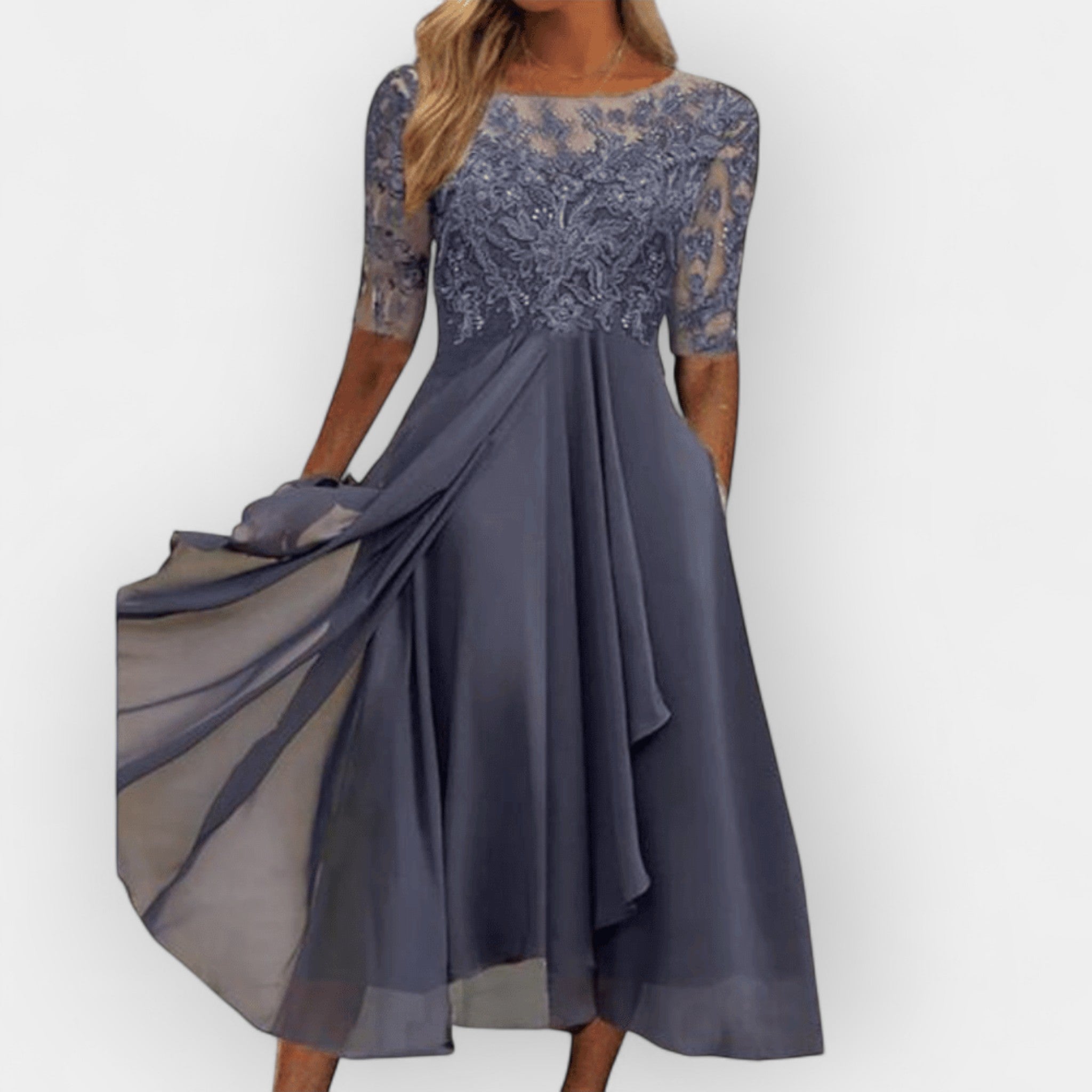 Elegant Women's A-Line Midi Dress for Summer Parties and Wedding Guests 2