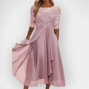 Elegant Women's A-Line Midi Dress for Summer Parties and Wedding Guests 3