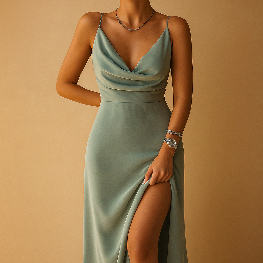Elegant Women's Maxi Dress with V-Neckline for Summer Weddings and Formal Events 0