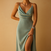 Elegant Women's Maxi Dress with V-Neckline for Summer Weddings and Formal Events 0