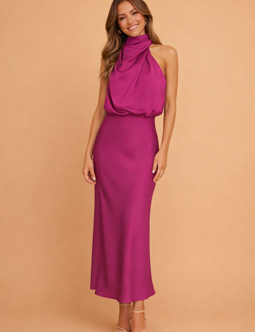 Elegant Women's Midi Dress One-Shoulder Evening Gown for Special Occasions 3