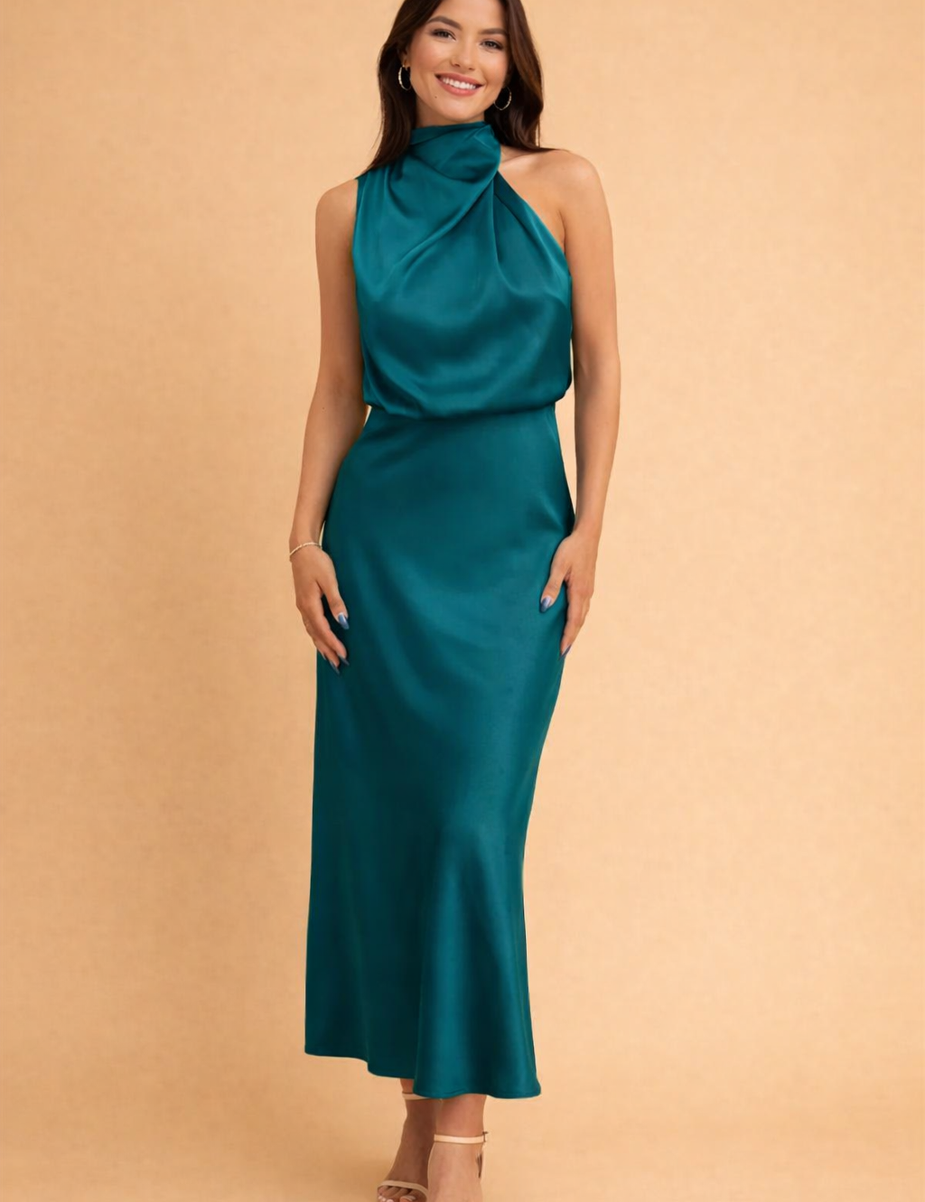Elegant Women's Midi Dress One-Shoulder Evening Gown for Special Occasions 4