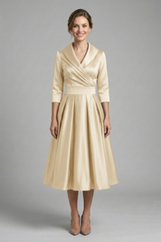 Elegant Women's Midi Dress with Wrap Neckline & Pleated Skirt for Formal & Casual Occasions 6