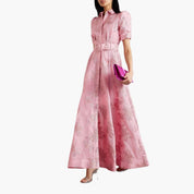 Elegant Women's Summer Dress with Floral Pattern and Puff Sleeves for Special Occasions 2