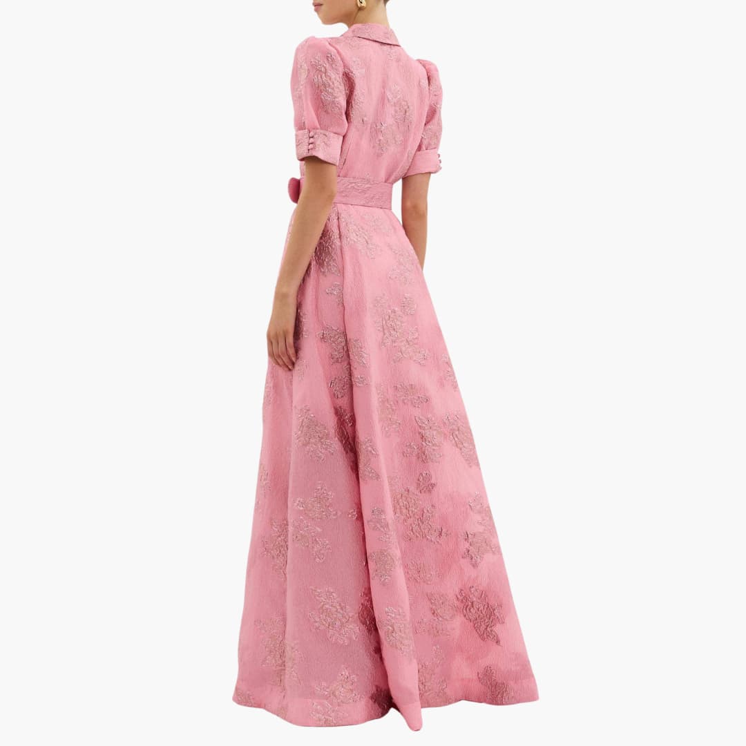 Elegant Women's Summer Dress with Floral Pattern and Puff Sleeves for Special Occasions 3