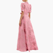 Elegant Women's Summer Dress with Floral Pattern and Puff Sleeves for Special Occasions 3