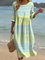 Elegant Women's Summer Maxi Dress with Half Sleeves and Round Neckline for Warm Weather 0