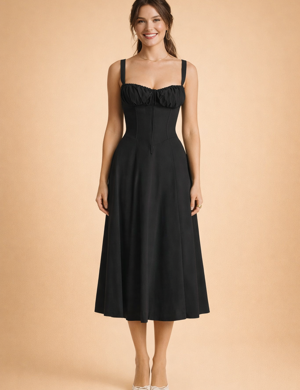 Elegant Women’s Waist-Defined Dress with Sweetheart Neckline and Side Slit 1