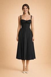 Elegant Women’s Waist-Defined Dress with Sweetheart Neckline and Side Slit 1