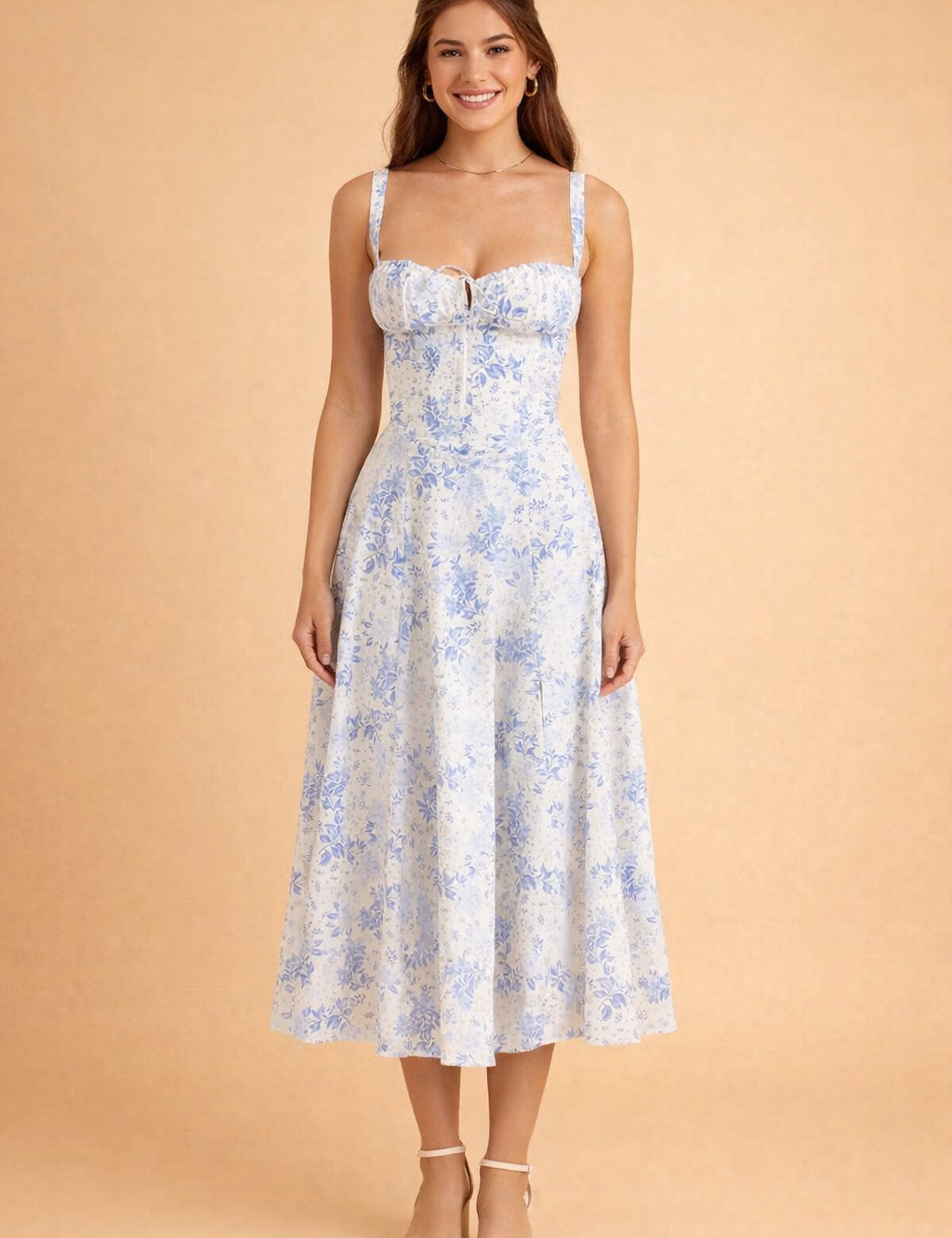 Elegant Women’s Waist-Defined Dress with Sweetheart Neckline and Side Slit 3