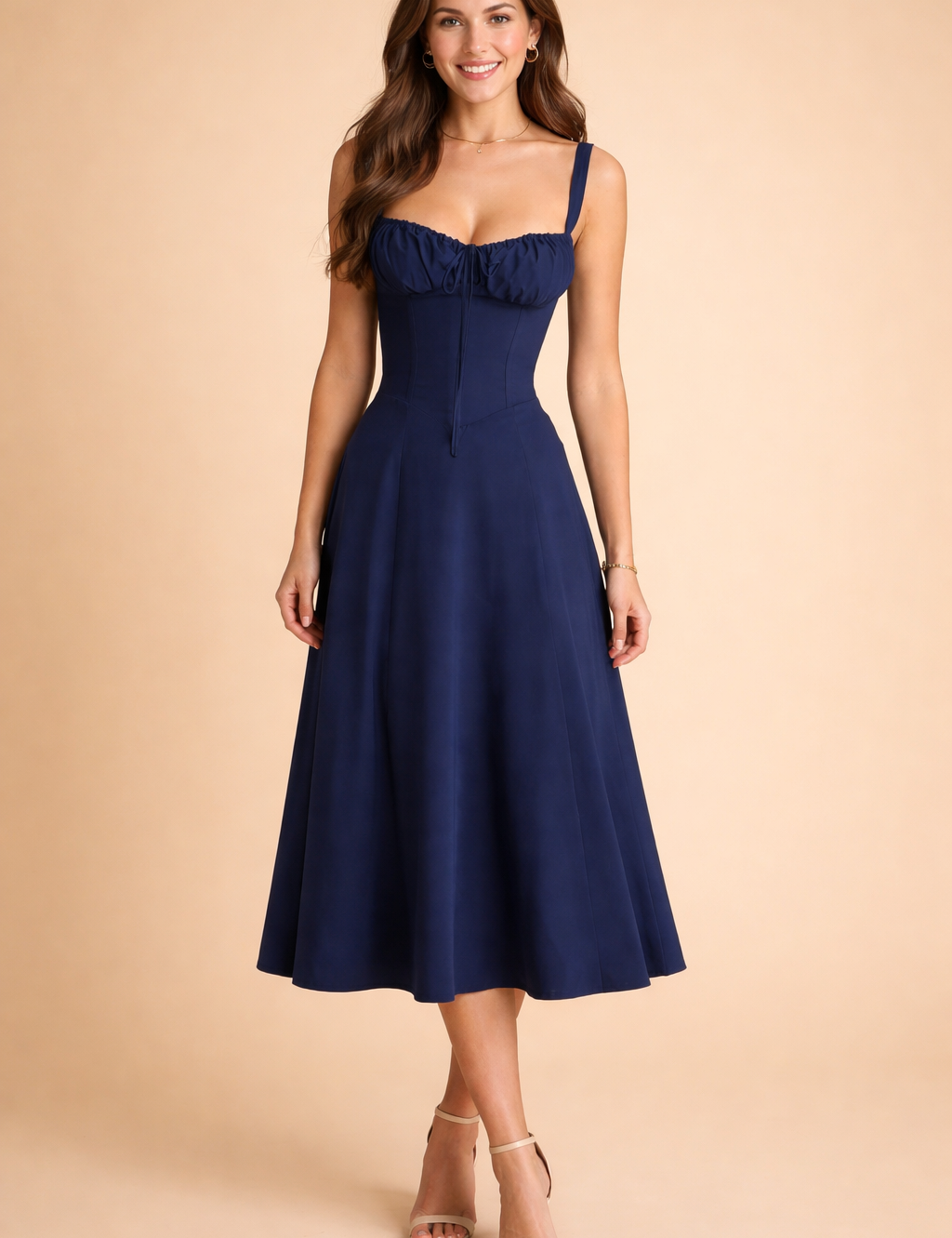 Elegant Women’s Waist-Defined Dress with Sweetheart Neckline and Side Slit 7
