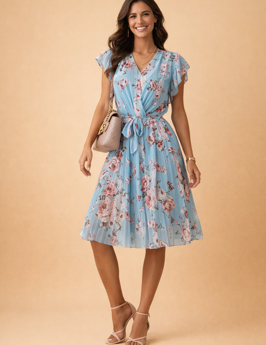 Floral Print Midi Sundress for Women Elegant Summer Casual Dress 2