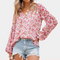 Long Sleeve Women's Blouse - Elegant Floral Print Casual Office Top 0